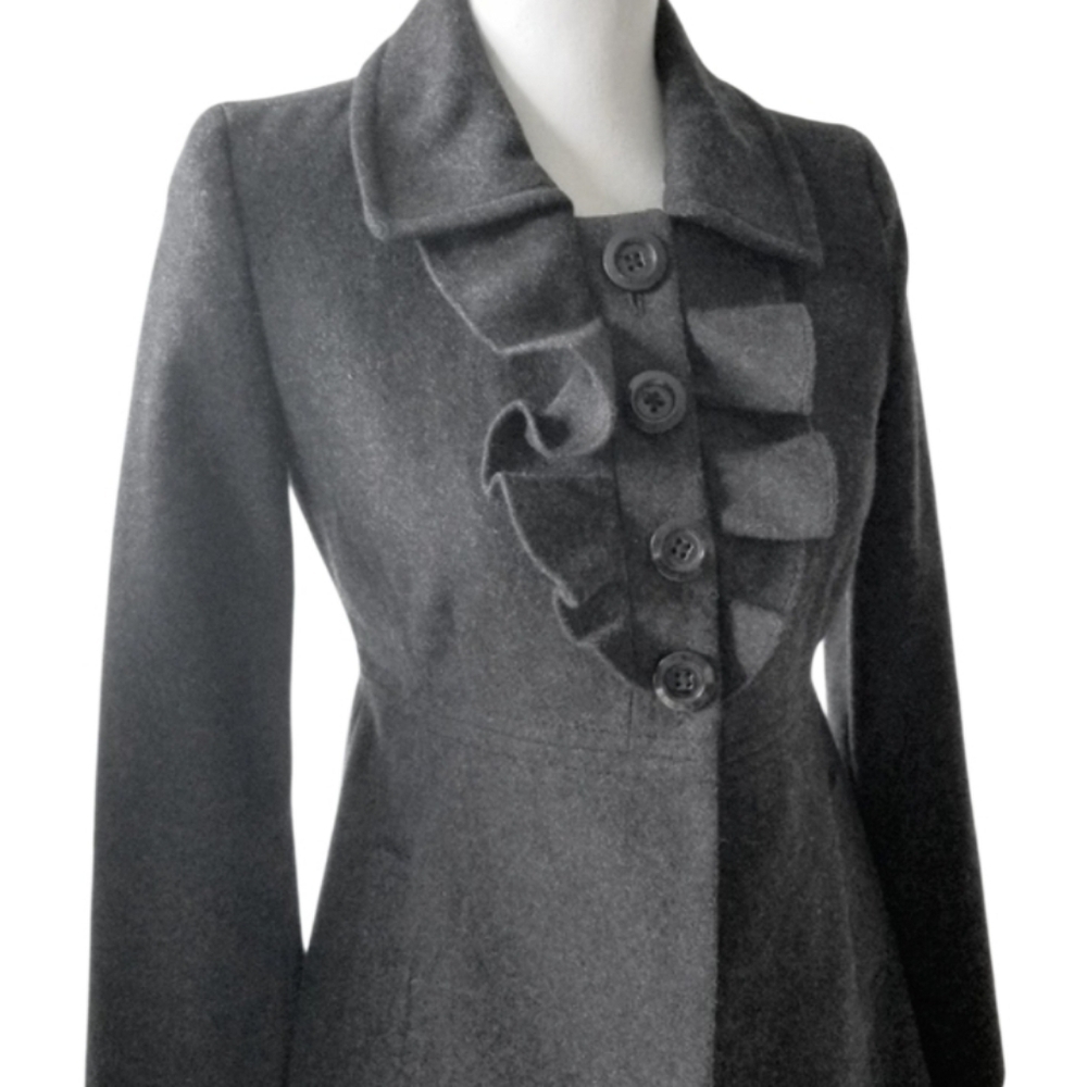 𝅺OLD NAVY Wool Blend Ruffle 3/4 Length Coat!